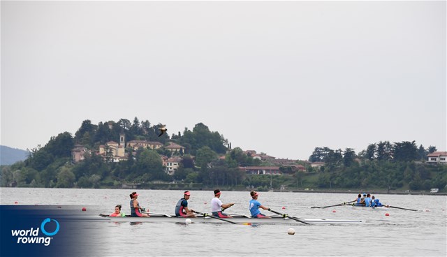 Josefa Benitez Guzman (b), Jorge Pineda Matabuena, Enrique Floriano Millan, Veronica Rodriguez Pulido (s), Raquel Comesana Blanco (c), PR3 Mixed coxed four , Spain, 2021 Final Paralympic Qualification Regatta, Gavirate, Italy / Maren Derlien/MyRowingPhoto.com