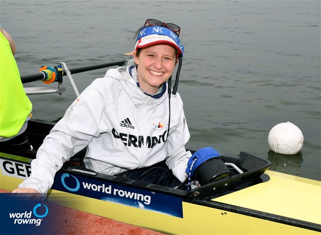 Inga Thoene (c), PR3 Mixed coxed four, Germany 2021 Final Paralympic Qualification Regatta, Gavirate, Italy / Maren Derlien/MyRowingPhoto.com