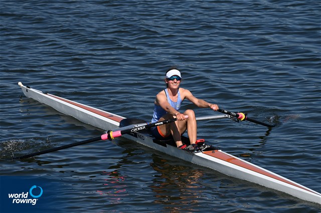 Iris Hochstenbach, Lightweight Women's Single Sculls, Netherlands, 2021 World Rowing Cup III, Sabaudia, Italy / Detlev Seyb/MyRowingPhoto.com