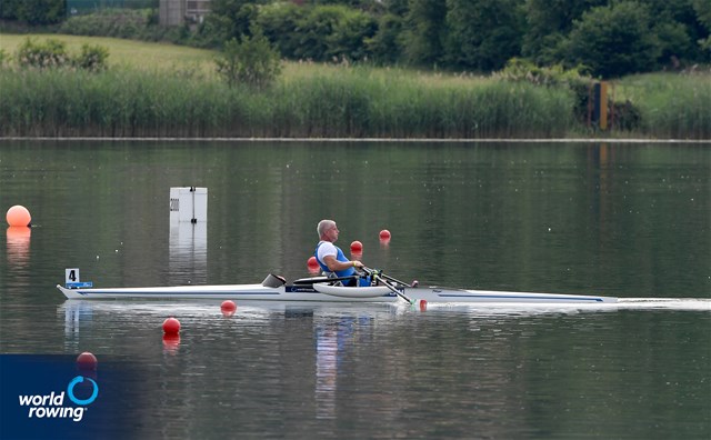 Massimo Spolon, PR1 Mens Single Sculls, Italy, Repechage, 2021, Final Paralympic Qualification Regatta, Gavirate, Italy / Maren Derlien / MyRowingPhoto.com