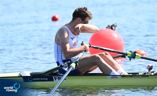 Hugo Beurey, Lightweight Men's Single Sculls, France, 2021 World Rowing Cup III, Sabaudia, Italy / Detlev Seyb/MyRowingPhoto.com