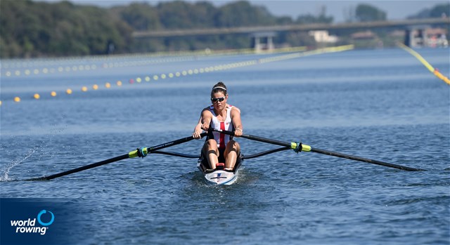 Hedvig Laerke Berg Rasmussen (b), Fie Udby Erichsen (s), Women's Pair, Denmark, 2021 World Rowing Cup III, Sabaudia, Italy / Detlev Seyb/MyRowingPhoto.com