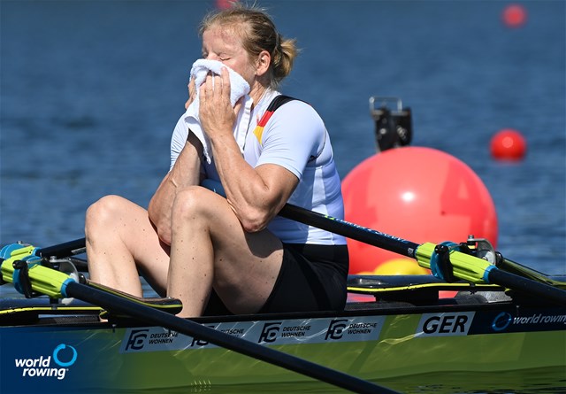 Annekatrin Thiele (b), Women's Double Sculls, Germany, 2021 World Rowing Cup III, Sabaudia, Italy / Detlev Seyb/MyRowingPhoto.com