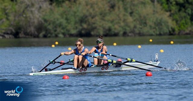 Stefania Buttignon (b), Clara Guerra (s), Women's Double Sculls, Italy, 2021 World Rowing Cup III, Sabaudia, Italy / Detlev Seyb/MyRowingPhoto.com