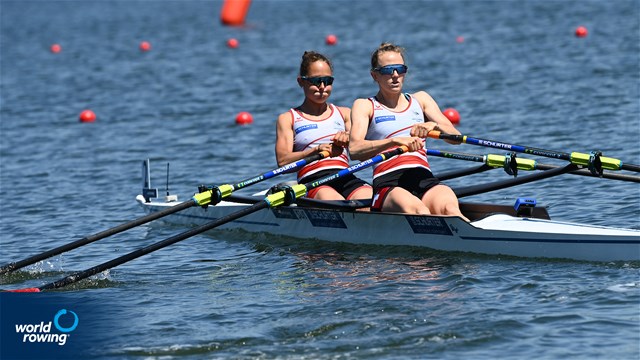 Patricia Merz (b), Frederique Rol (s), Lightweight Women's Double Sculls, Switzerland, 2021 World Rowing Cup III, Sabaudia, Italy / Detlev Seyb/MyRowingPhoto.com