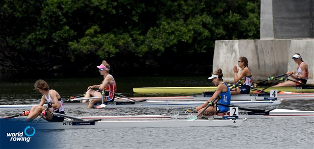 Paola Piazzolla, Lightweight Women's Single Sculls, Italy, silver, 2021 World Rowing Cup III, Sabaudia, Italy / Detlev Seyb/MyRowingPhoto.com