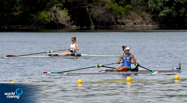 Paola Piazzolla, Lightweight Women's Single Sculls, Italy, silver, 2021 World Rowing Cup III, Sabaudia, Italy / Detlev Seyb/MyRowingPhoto.com