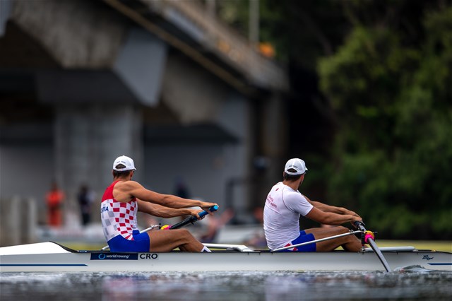 Martin Sinkovic (b), Valent Sinkovic (s), Men's Pair, Croatia, 2021 World Rowing Cup I, Zagreb, Croatia / World Rowing/Benedict Tufnell