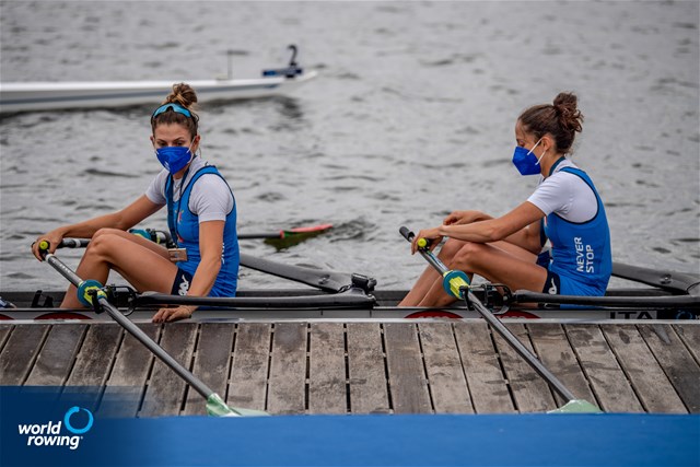 Silvia Crosio (b), Federica Cesarini (s), Lightweight Women's Double Sculls, Italy, 2021 World Rowing Cup III, Sabaudia, Italy / World Rowing/Benedict Tufnell