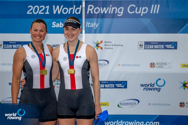 Hedvig Laerke Berg Rasmussen (b), Fie Udby Erichsen (s), Women's Pair, Denmark, 2021 World Rowing Cup III, Sabaudia, Italy / World Rowing/Benedict Tufnell