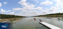 Start, Women's Four, 2021 World Rowing Under 23 Championships, Racice, Czech Republic / Detlev Seyb/MyRowingPhoto.com