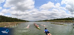 Start, Women's Eight, 2021 World Rowing Under 23 Championships, Racice, Czech Republic / Detlev Seyb/MyRowingPhoto.com