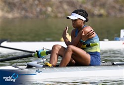 Evelen Cardoso (s), Women's Four, Brazil, 2021 World Rowing Under 23 Championships, Racice, Czech Republic / Detlev Seyb/MyRowingPhoto.com