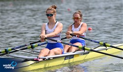 Zoe Adamson (b), Katherine George (s), Women's Double Sculls, Great Britain, 2021 World Rowing Under 23 Championships, Racice, Czech Republic / Detlev Seyb/MyRowingPhoto.com