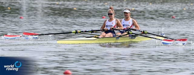Lisa Bruijnincx (b), Fien Van Westreenen (s), Women's Double Sculls, Netherlands, 2021 World Rowing Under 23 Championships, Racice, Czech Republic / Detlev Seyb/MyRowingPhoto.com
