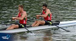Yahor Shliupski (b), Ivan Brynza (s), Men's Double Sculls, Belarus, 2021 World Rowing Under 23 Championships, Racice, Czech Republic / Detlev Seyb/MyRowingPhoto.com