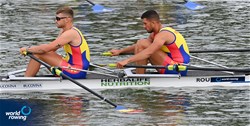 Dumitru-Antonio Stoica (b), Iulian Nestian (s), Men's Double Sculls, Romania, 2021 World Rowing Under 23 Championships, Racice, Czech Republic / Detlev Seyb/MyRowingPhoto.com