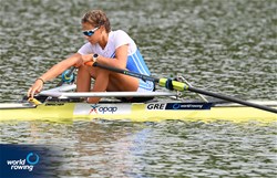 Evangelia Anastasiadou, Lightweight Women's Single Sculls, Greece, 2021 World Rowing Under 23 Championships, Racice, Czech Republic / Detlev Seyb/MyRowingPhoto.com