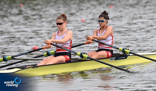 Chiara Cantoni (b), Olivia Nacht (s), Lightweight Women's Double Sculls, Switzerland, 2021 World Rowing Under 23 Championships, Racice, Czech Republic / Detlev Seyb/MyRowingPhoto.com