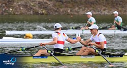 Fabio Kress (b), Melvin Mueller-Ruchholtz (s), Lightweight Men's Double Sculls, Germany, 2021 World Rowing Under 23 Championships, Racice, Czech Republic / Detlev Seyb/MyRowingPhoto.com