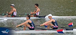 Eli Rabinowitz (b), Simon Dubiel (s), Lightweight Men's Double Sculls, United States of America, 2021 World Rowing Under 23 Championships, Racice, Czech Republic / Detlev Seyb/MyRowingPhoto.com