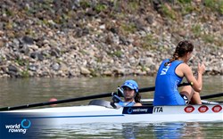 Veronica Bumbaca (b), Camilla Infante (c), Women's Coxed Four, Italy, 2021 World Rowing Under 23 Championships, Racice, Czech Republic / Detlev Seyb/MyRowingPhoto.com