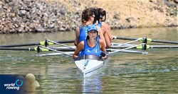 Veronica Bumbaca (b), Khadija Alajdi El Idrissi, Laura Meriano, Clara Massaria (s), Camilla Infante (c), Women's Coxed Four, Italy, 2021 World Rowing Under 23 Championships, Racice, Czech Republic / Detlev Seyb/MyRowingPhoto.com