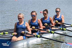 Ruthie Lacy (b), Grace D'Souza, Isabella Begley, Grace Beery (s), Lightweight Women's Quadruple Sculls, United States of America, 2021 World Rowing Under 23 Championships, Racice, Czech Republic / Detlev Seyb/MyRowingPhoto.com