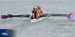 Ruthie Lacy (b), Grace D'Souza, Isabella Begley, Grace Beery (s), Lightweight Women's Quadruple Sculls, United States of America, 2021 World Rowing Under 23 Championships, Racice, Czech Republic / Detlev Seyb/MyRowingPhoto.com