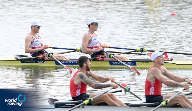Kai Schaetzle (b), Tim Roth (s), Men's Double Sculls, Switzerland, 2021 World Rowing Under 23 Championships, Racice, Czech Republic / Detlev Seyb/MyRowingPhoto.com