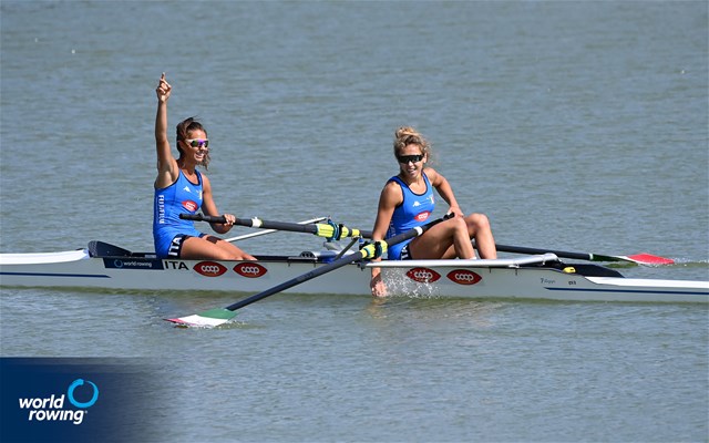 Maria Zerboni (b), Samantha Premerl (s), Lightweight Women's Pair, Italy,  2021 World Rowing Under 23 Championships, Racice, Czech Republic / Detlev Seyb/MyRowingPhoto.com