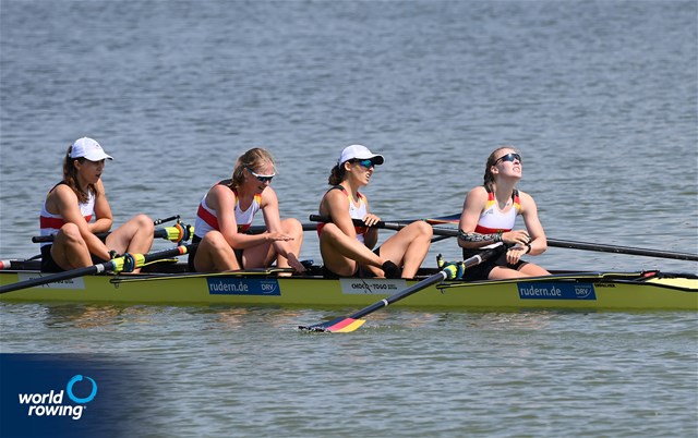 Tori Schwerin (b), Maike Boettcher, Magdalena Rabl, Anna Haendle (s), Annalena Fisch (c), Women's Coxed Four, Germany 2021 World Rowing Under 23 Championships, Racice, Czech Republic / Detlev Seyb/MyRowingPhoto.com