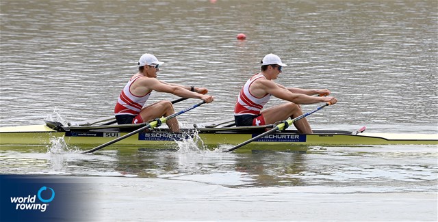 Kai Schaetzle (b), Tim Roth (s), Men's Double Sculls, Switzerland, 2021 World Rowing Under 23 Championships, Racice, Czech Republic / Detlev Seyb/MyRowingPhoto.com