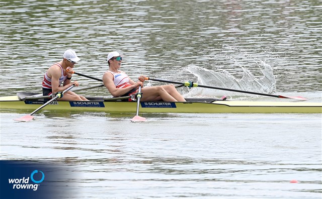 Kai Schaetzle (b), Tim Roth (s), Men's Double Sculls, Switzerland, 2021 World Rowing Under 23 Championships, Racice, Czech Republic / Detlev Seyb/MyRowingPhoto.com