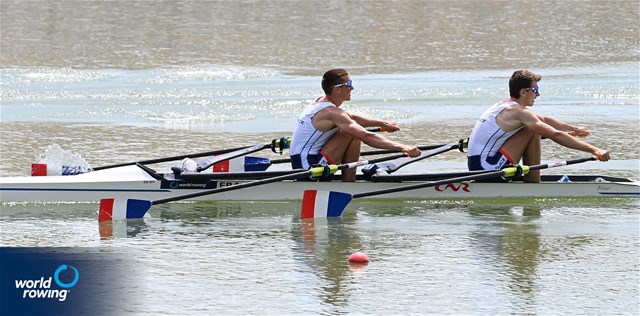 Ferdinand Ludwig (b), Victor Marcelot (s), Lightweight Men's Double Sculls, France 2021 World Rowing Under 23 Championships, Racice, Czech Republic / Detlev Seyb/MyRowingPhoto.com