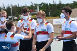 Men's Eight, Germany, Bronze, 2021 World Rowing Under 23 Championships, Racice, Czech Republic / Detlev Seyb/MyRowingPhoto.com