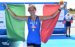 Silvia Crosio, Lightweight Women's Single Sculls, Italy, Gold, 2021 World Rowing Under 23 Championships, Racice, Czech Republic / Detlev Seyb/MyRowingPhoto.com
