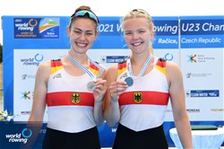 Cora Loch (b), Judith Guhse (s), Women's Double Sculls, Germany, Silver, 2021 World Rowing Under 23 Championships, Racice, Czech Republic / Detlev Seyb/MyRowingPhoto.com