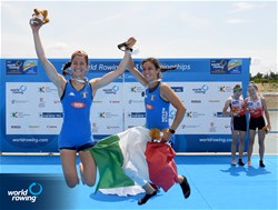 Bianca Saffirio (b), Greta Parravicini (s), Lightweight Women's Double Sculls, Italy, Silver, 2021 World Rowing Under 23 Championships, Racice, Czech Republic / Detlev Seyb/MyRowingPhoto.com
