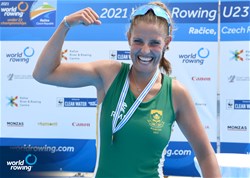 Katherine Williams, Women's Single Sculls, South Africa, Bronze, 2021 World Rowing Under 23 Championships, Racice, Czech Republic / Detlev Seyb/MyRowingPhoto.com