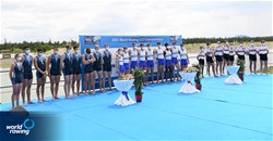 Noah Norman (b), Miles Beeson, Simon Nunayon, Tobias Schroder, Felix Drinkall, Callum Sullivan, Joshua Bowesman-Jones, Michael Dalton (s), Scott Cockle (c), Great Britain, Gold, William Bender (b), Nicholas Rusher, Jacob Hudgins, Kenneth Coplan, Peter Chatain, Griffin Dunne, Rhett Burns, Augustine Rodriguez (s), Sydney Edwards (c), United States of America, Silver, Mark Hinrichs (b), Henry Hopmann, Benedict Eggeling, Floyd Benedikter, Tassilo Von Mueller, Mattes Schoenherr, Julian Garth, Jasper Angl (s), Till Martini (c), Germany, Bronze, Men's Eight, 2021 World Rowing Under 23 Championships, Racice, Czech Republic / Detlev Seyb/MyRowingPhoto.com