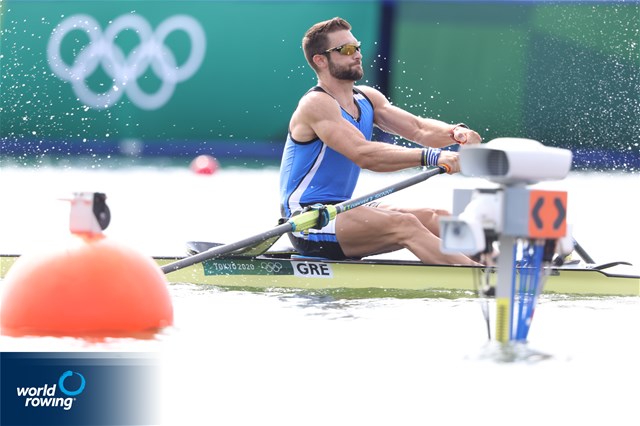 Stefanos Ntouskos, Men's Single Sculls, Greece, 2021 Olympic Games Regatta, Tokyo, Japan / World Rowing/Igor Meijer