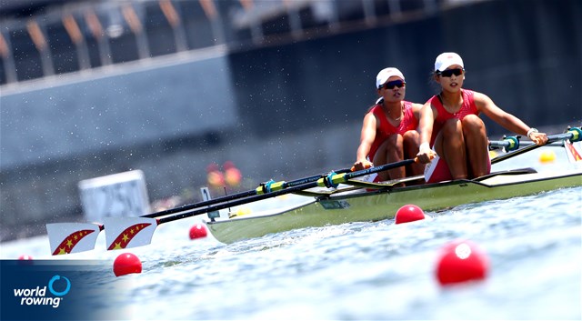 Shuangmei Shen (b), Xiaoxin Liu (s), Women's Double Sculls, People's Republic of China, 2021 Olympic Games Regatta, Tokyo, Japan / World Rowing/Igor Meijer