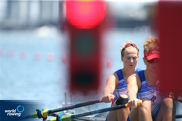 Ekaterina Pitirimova (b), Ekaterina Kurochkina (s), Women's Double Sculls, Russian Olympic Committee, 2021 Olympic Games Regatta, Tokyo, Japan / World Rowing/Igor Meijer