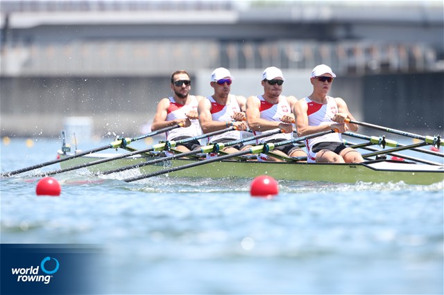 Dominik Czaja (b), Wiktor Chabel, Szymon Posnik, Fabian Baranski (s), Men's Quadruple Sculls, Poland, 2021 Olympic Games Regatta, Tokyo, Japan / World Rowing/Igor Meijer