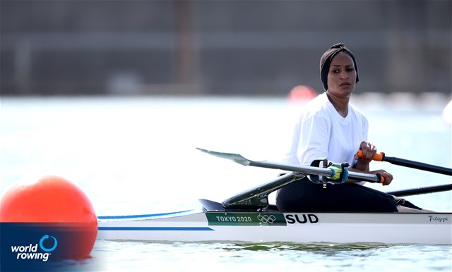 Esraa Mohamed Ahmed Mohamed, Women's Single Sculls, Sudan, 2020 Olympic Games Regatta, Tokyo, Japan / World Rowing/Igor Meijer