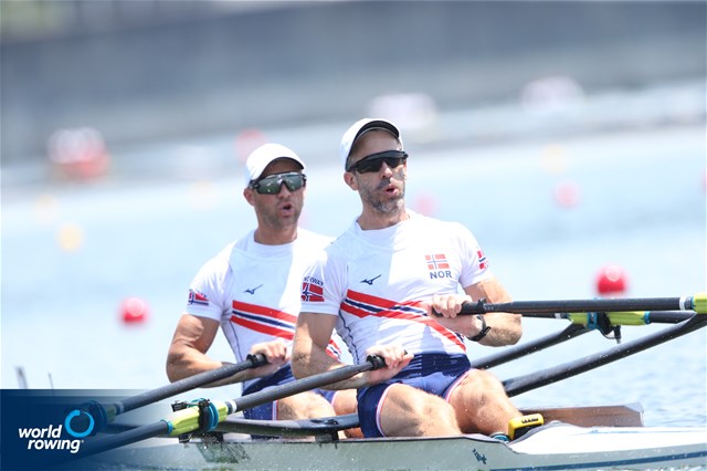 Kristoffer Brun (b), Are Weierholt Strandli (s), Lightweight Men's Double Sculls, Norway, 2020 Olympic Games Regatta, Tokyo, Japan / World Rowing/Igor Meijer