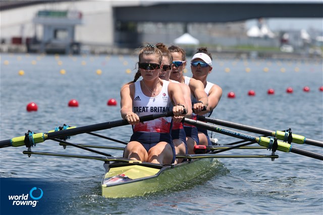 Rowan Mckellar (b), Harriet Taylor, Karen Bennett, Rebecca Shorten (s), Women's Four, Great Britain, 2020 Olympic Games Regatta, Tokyo, Japan / World Rowing/Igor Meijer