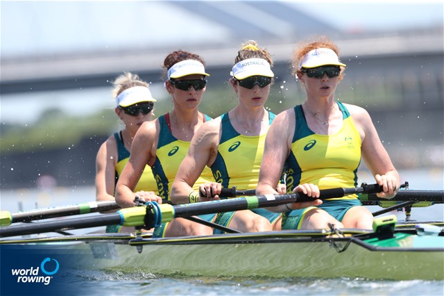 Lucy Stephan (b), Rosemary Popa, Jessica Morrison, Annabelle Mcintyre (s), Women's Four, Australia, 2020 Olympic Games Regatta, Tokyo, Japan / World Rowing/Igor Meijer