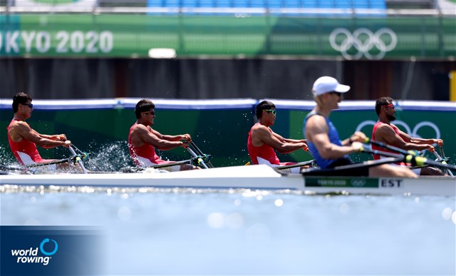 Xudi Yi (b), Ha Zang, Dang Liu, Quan Zhang (s), Men's Quadruple Sculls, People's Republic of China, 2020 Olympic Games Regatta, Tokyo, Japan / World Rowing/Igor Meijer